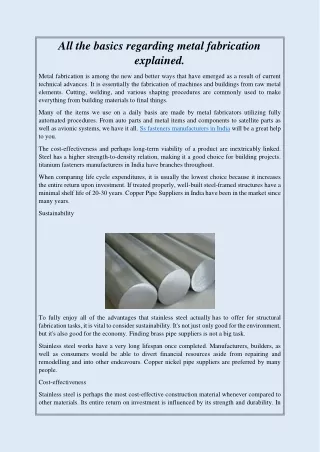 All the basics regarding metal fabrication explained