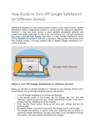 How Guide to Turn Off Google SafeSearch on Different Devices