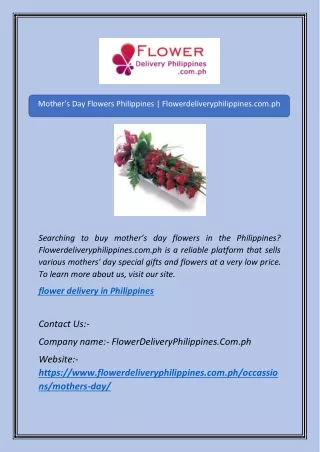 Mother’s Day Flowers Philippines | Flowerdeliveryphilippines.com.ph