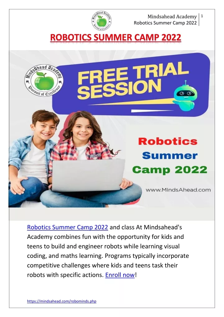 mindsahead academy robotics summer camp 2022