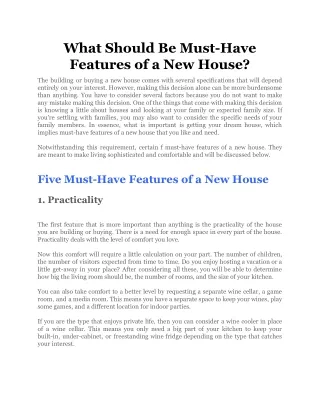 what should be must have features of a new house