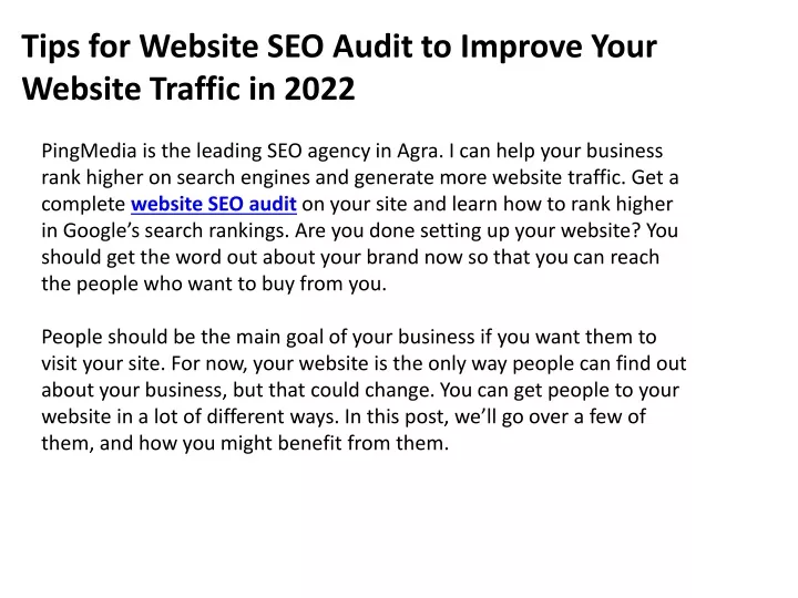 tips for website seo audit to improve your