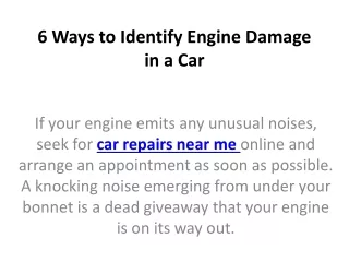 6 ways to identify engine damage in a car
