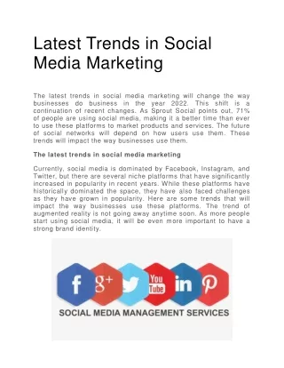 Latest Trends in Social Media Marketing