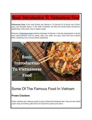 Basic Introduction To Vietnamese Food