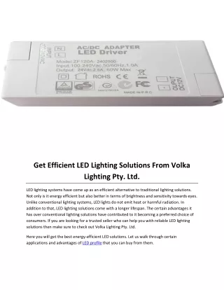get efficient led lighting solutions from volka