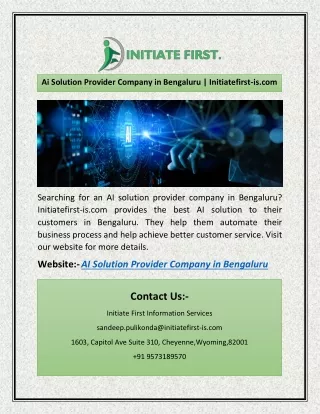 Ai Solution Provider Company in Bengaluru | Initiatefirst-is.com