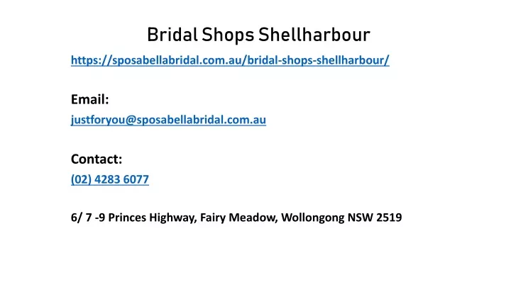 bridal shops shellharbour