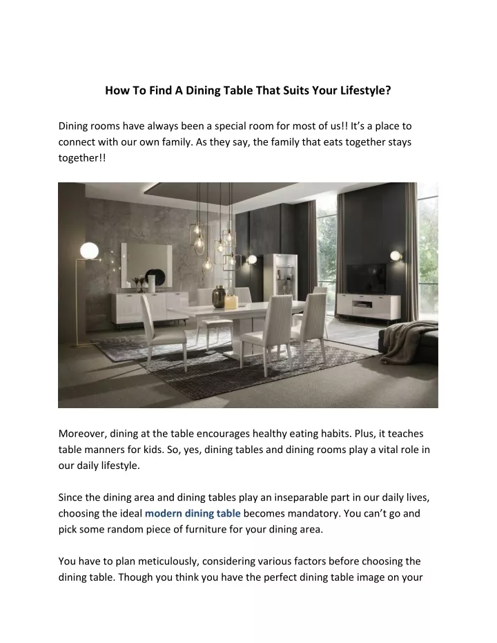 how to find a dining table that suits your