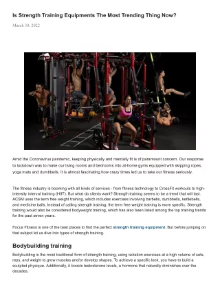 Is Strength Training Equipments The Most Trending Thing Now