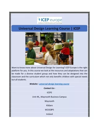 Universal Design Learning Course | ICEP Europe