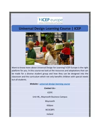 universal design learning course icep