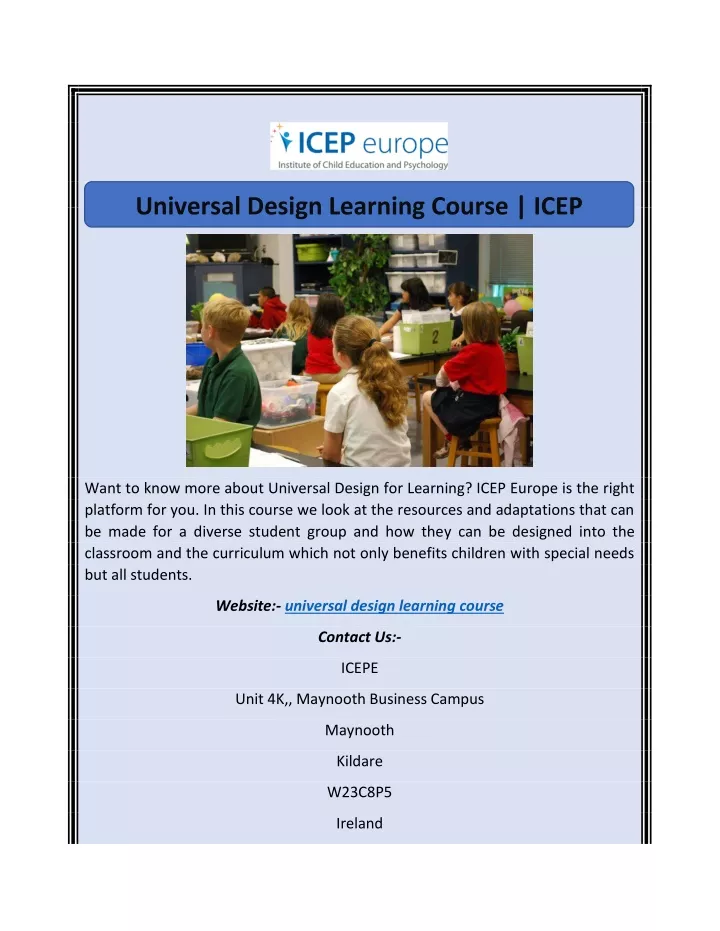 universal design learning course icep