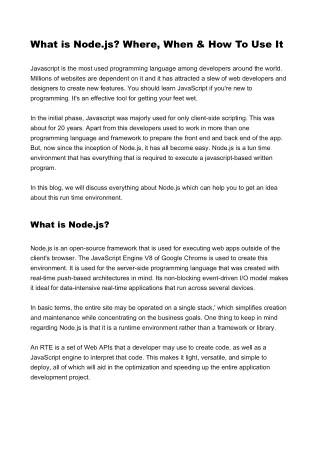 what is node js where when how to use it