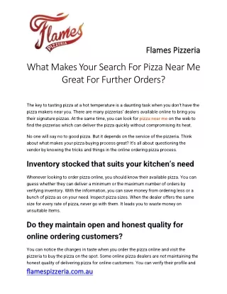 What Makes Your Search For Pizza Near Me Great For Further Orders