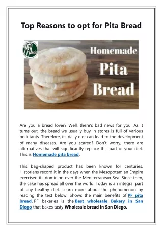 Top Reasons to opt for Pita Bread