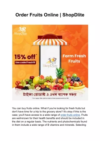 Order Fruits Online | ShopDlite