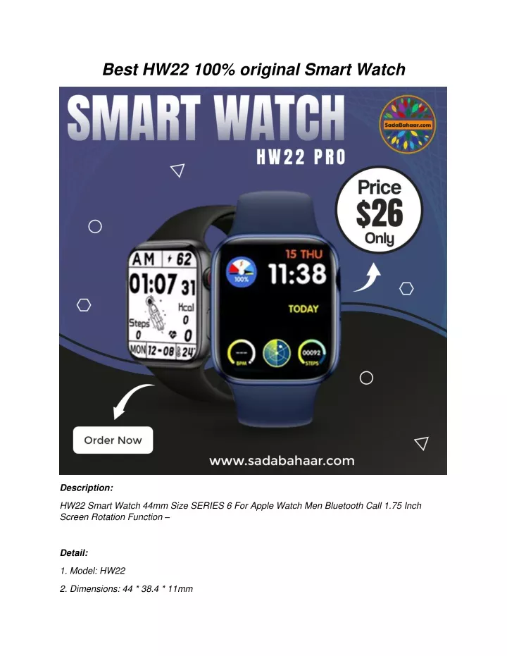 best hw22 100 original smart watch
