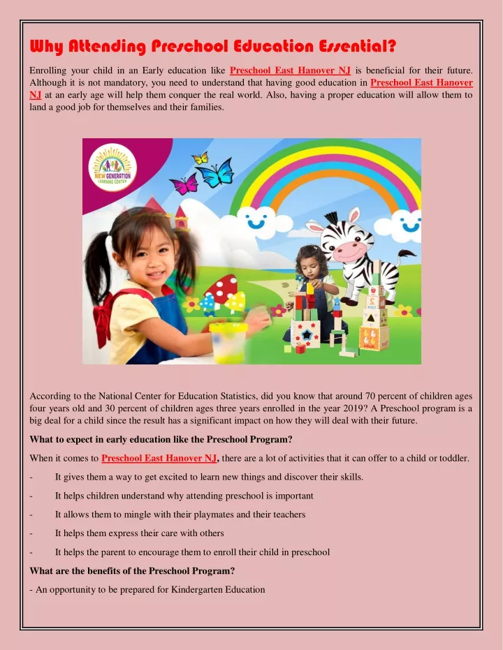 why attending preschool education essential