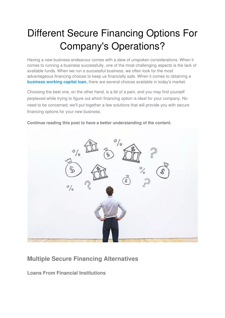 different secure financing options for company
