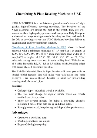 Chamfering & Plate Bevelling Machines in UAE