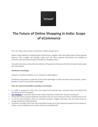 The Future of Online Shopping in India Scope of eCommerce