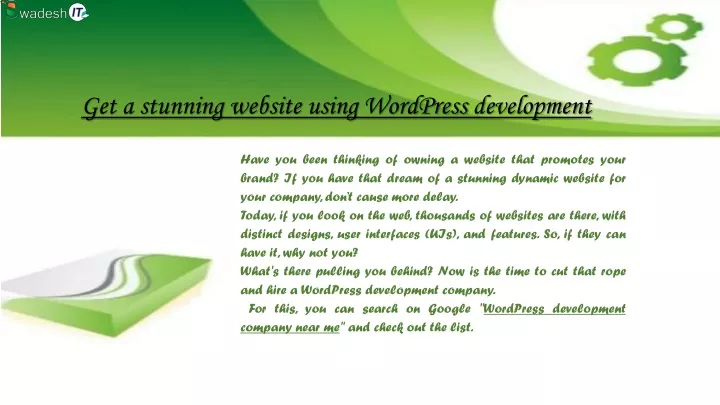 get a stunning website using wordpress development