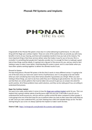 phonak fm systems and implants