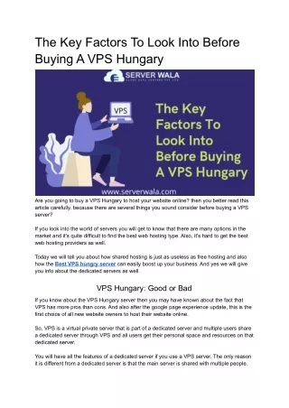 the key factors to look into before buying