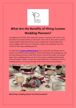 What Are the Benefits of Hiring Custom Wedding Planners