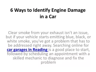 6 ways to identify engine damage in a car