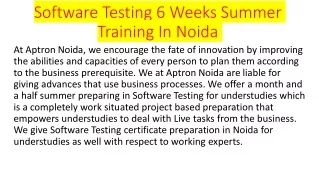 software testing 6 weeks summer training in noida