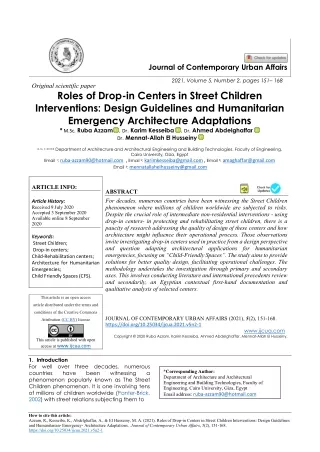 Roles of Drop-in Centers in Street Children  Interventions: Design Guidelines an