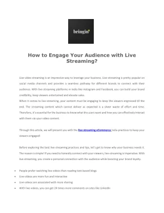 How to Engage Your Audience with Live Streaming