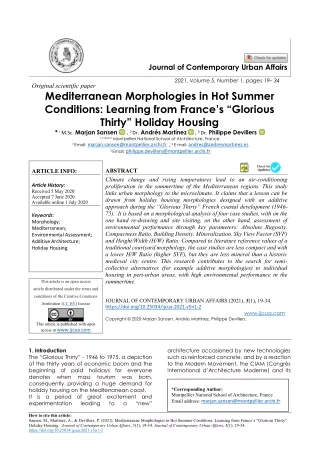 Mediterranean Morphologies in Hot Summer  Conditions: Learning from France’s “Gl
