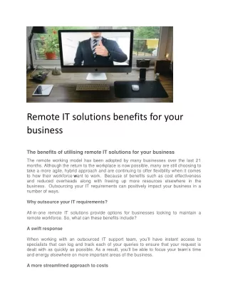 remote it solutions benefits for your business