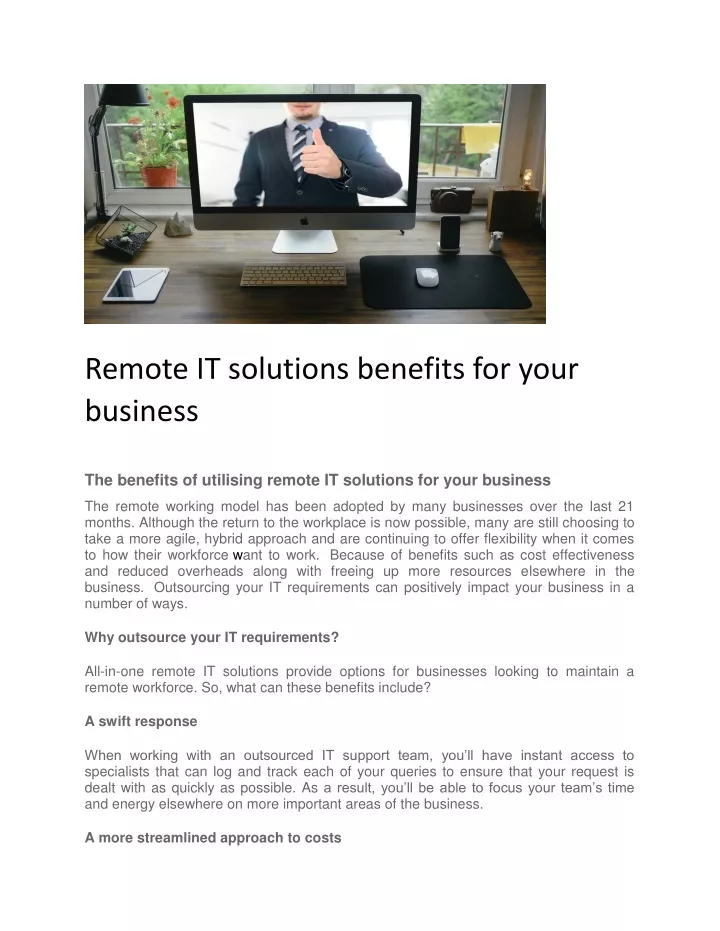 remote it solutions benefits for your business
