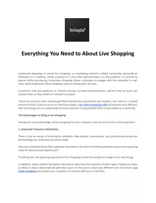 Everything You Need to About Live Shopping