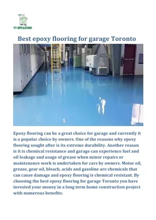 Best epoxy flooring for garage Toronto