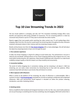 Top 10 Live Streaming Trends In 2022
