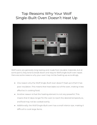 Top Reasons Why Your Wolf Single-Built Oven Doesn’t Heat Up