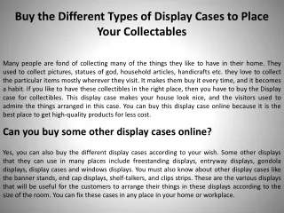 buy the different types of display cases to place