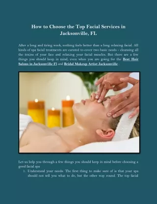 how to choose the top facial services