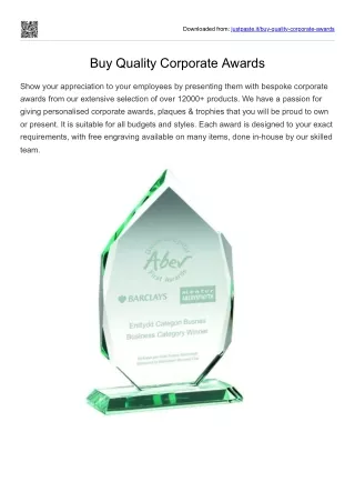 Buy Quality Corporate Awards