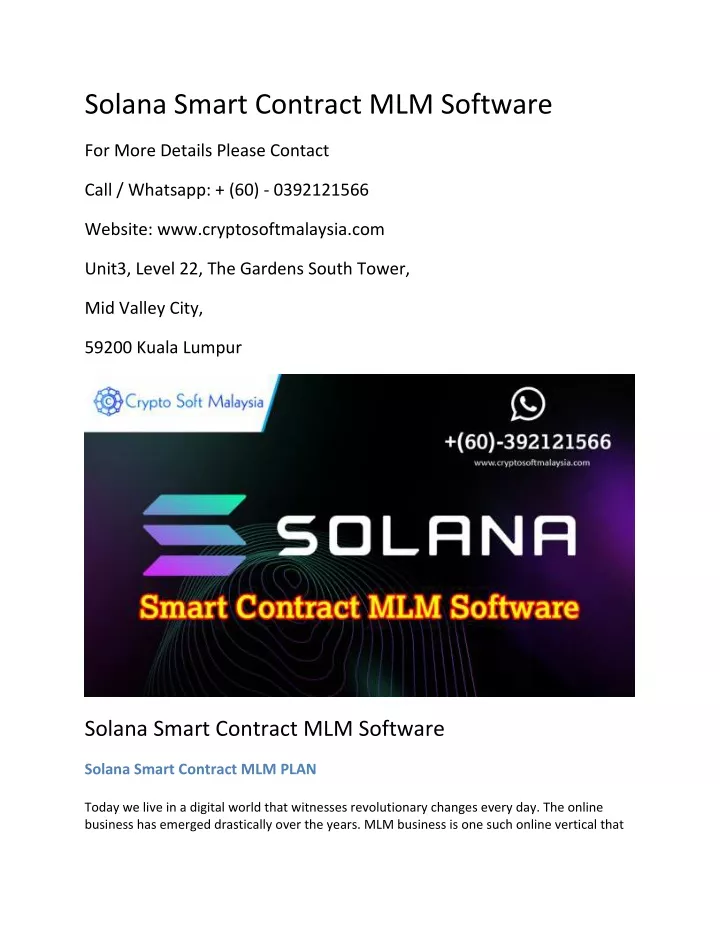 solana smart contract mlm software