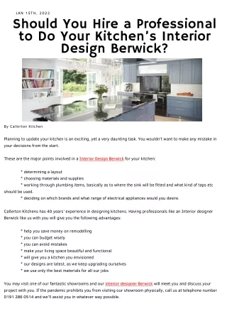 Should You Hire a Professional to Do Your Kitchen’s Interior Design Berwick