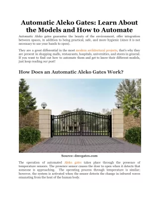 automatic aleko gates learn about the models