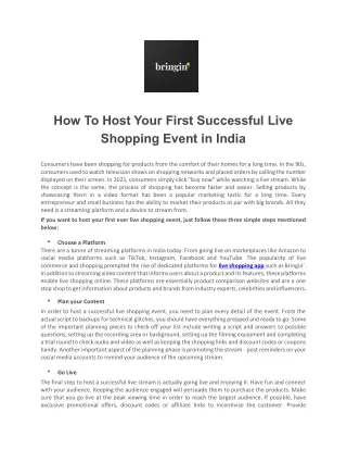 How To Host Your First Successful Live Shopping Event in India