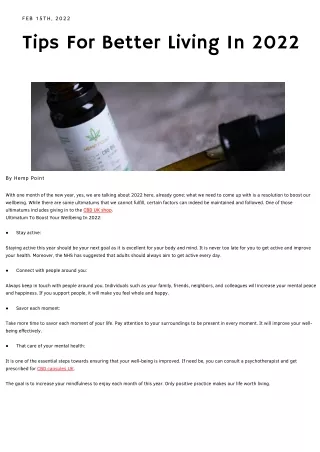 Tips For Better Living In 2022