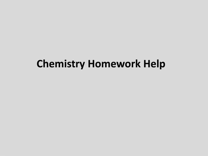 chemistry homework help
